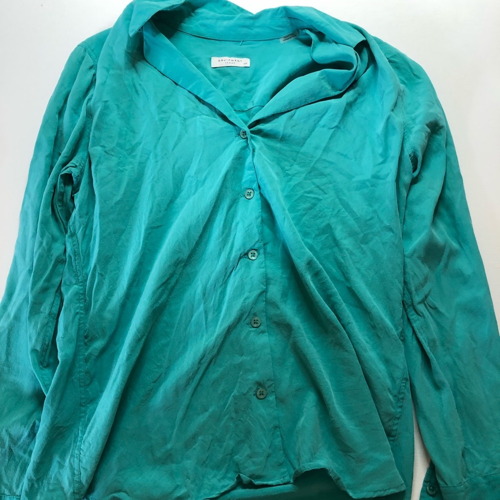 Equipment turquoise silk shirt